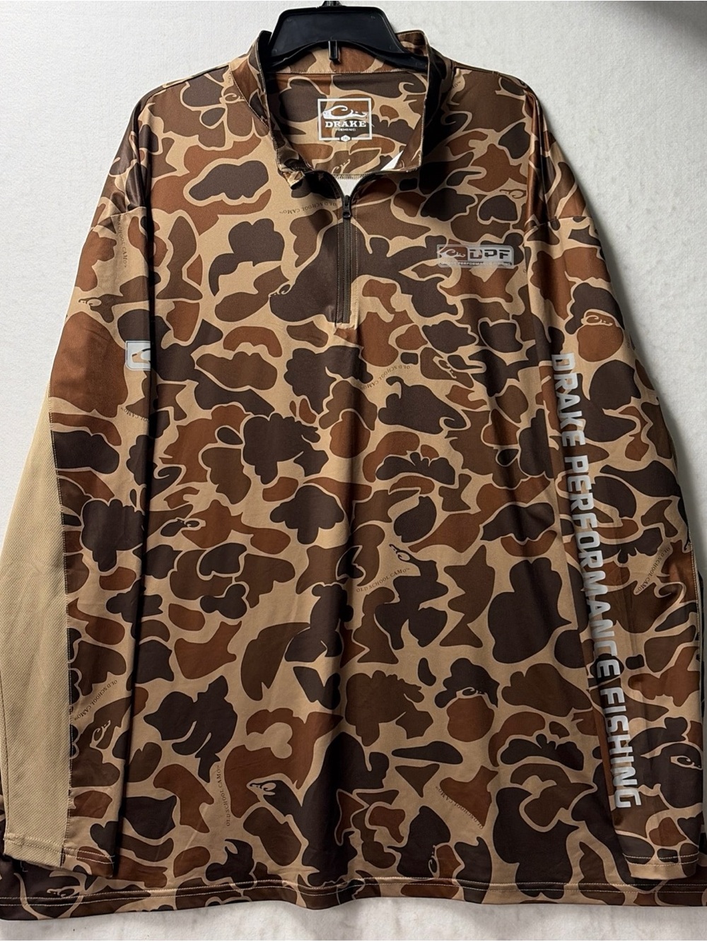Drake Performance Fishing DPF Shirt Long Sleeve Mens Size 3XL Old School Camo